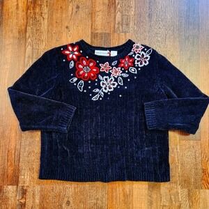 Alfred Dunner Flower‎ Embroidery Flower Sweater